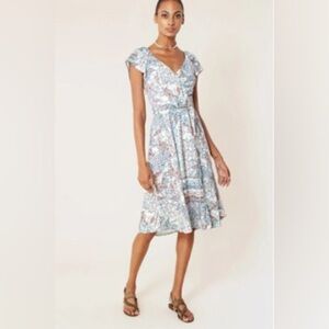 Hale Bob Belted Surplice Fit & Flare Midi Dress